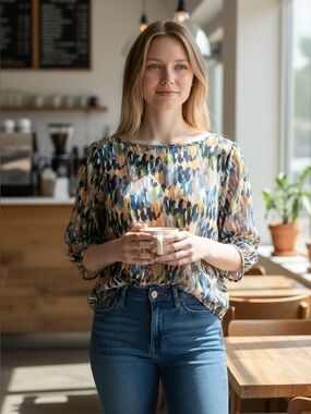 🌻 Pink Owl Sheer Low-Back Blouse #551